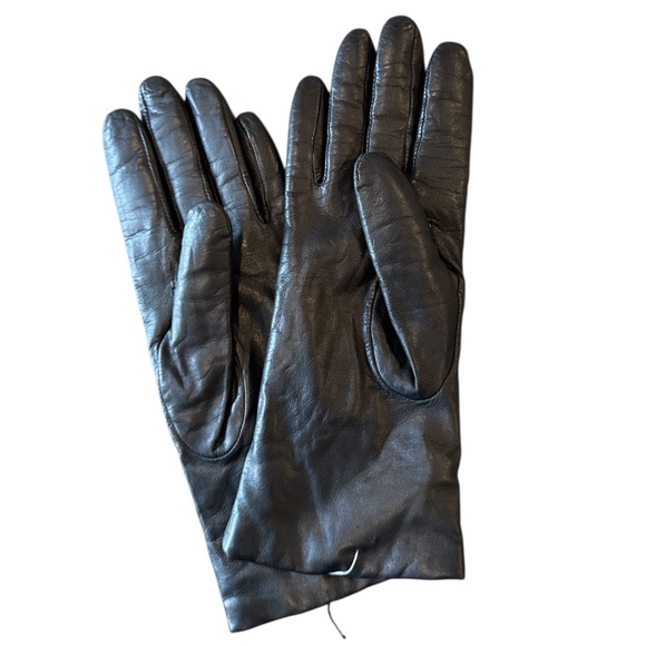 Genuine Black Leather Cashmere Lining Gloves Size 8 - Picture 3 of 7
